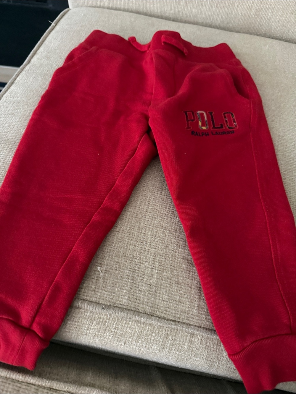 Ralph Lauren Red Kids Fleece Joggers long sleeve Shirt and matching shorts